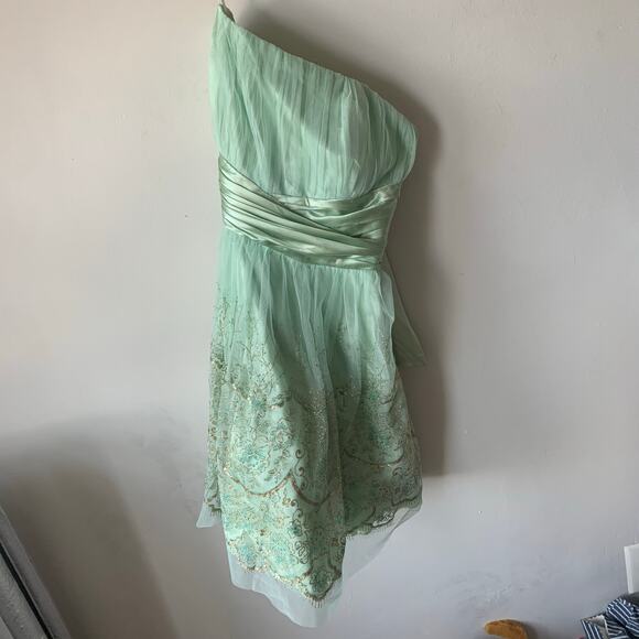 Morgan& Co Light Green Fairy FairyCore Strapless Gown Prom Dress Sz 11/12 Tulle - Picture 16 of 16